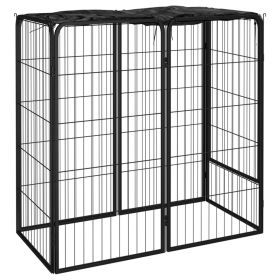 Dog Playpen 6 Panels Black 19.7"x39.4" Powder-coated Steel